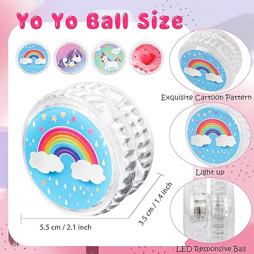 Miniatura 2 de 16 piezas de Yo Yo con luz LED para niños, bola sensible de plástico, unicornio, yoyo, rosa, yoyo, arco iris, corazón, yoyo, para principiantes,