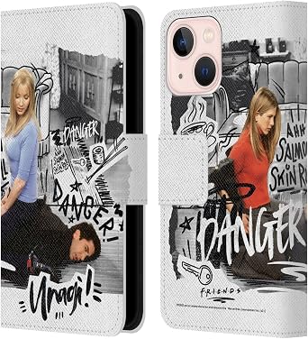 Head Case Designs Officially Licensed Friends TV Show Ross Unagi Doodle Art Leather Wallet Case Compatible with Apple iPhone 13 Mini