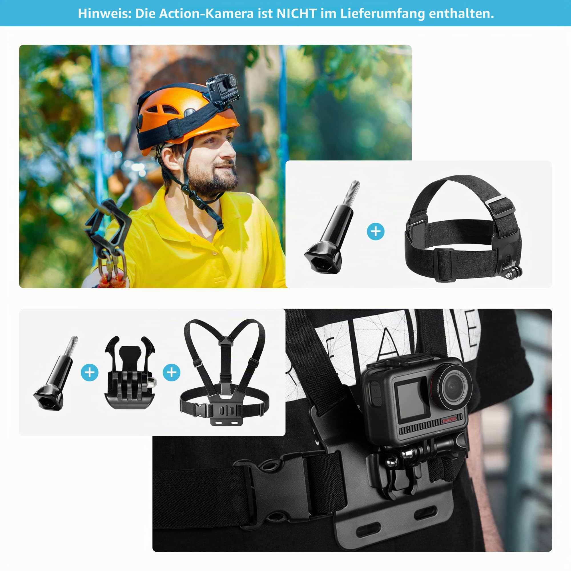 AKASO 42 in 1 Action Cam Zubehörset mit Sammeltasche, kompatibel mit EK7000/EK7000 Pro/Brave 4/Brave 4 Pro/Brave 7 LE/Brave 7/V50X/V50 Pro/V50 Elite/GoPro/DJI/Action Kamera
