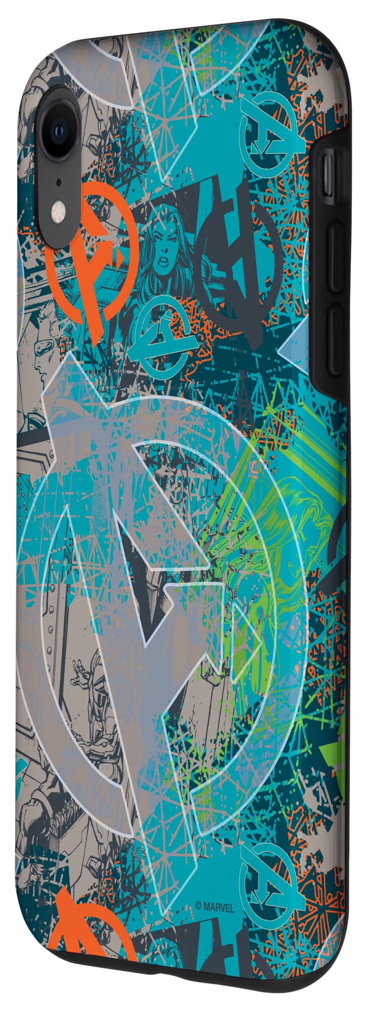 Custodia per iPhone XR Marvel Avengers Black Widow e Iron Man fumetti