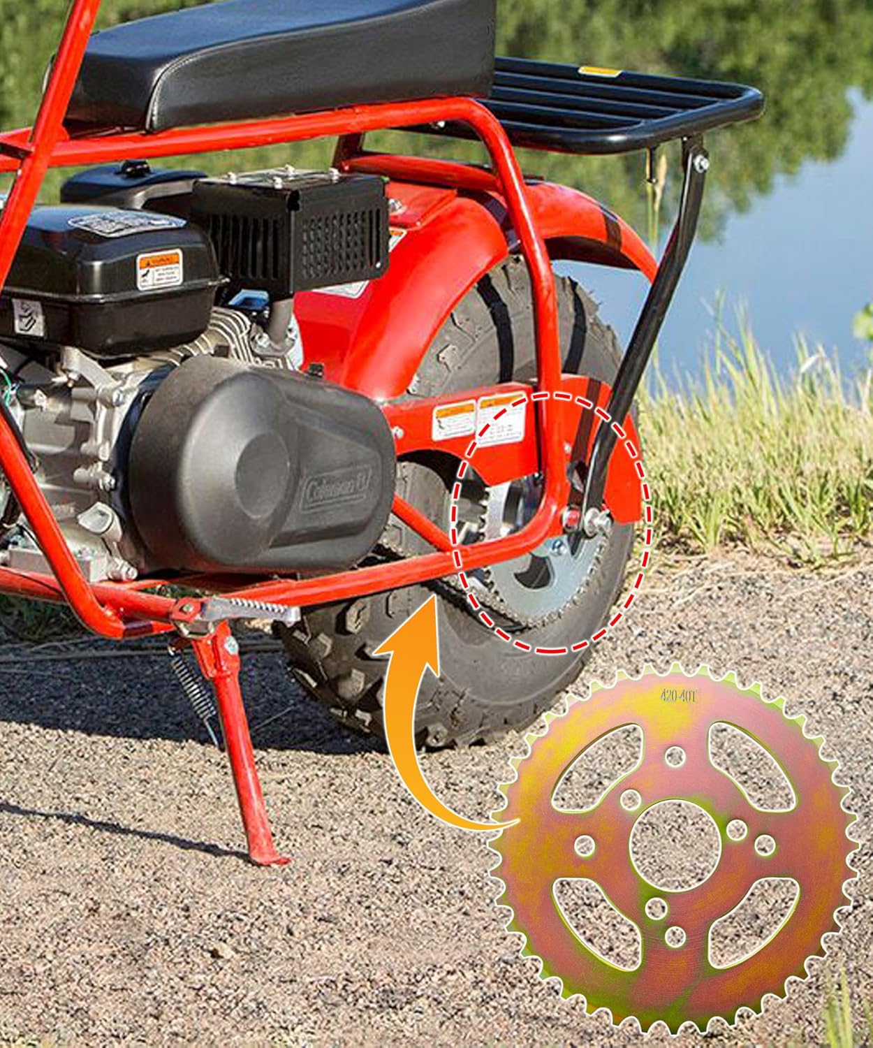 Upgrade 40T High Speed Rear Chain 3 Hole Sprocket # 40 41 420 Fits for Coleman B200R B200 B200RSV RT200 RB200 CT200U CT200UEX BT200X Mini Bike Parts (40T 3 Hole Sprocket)