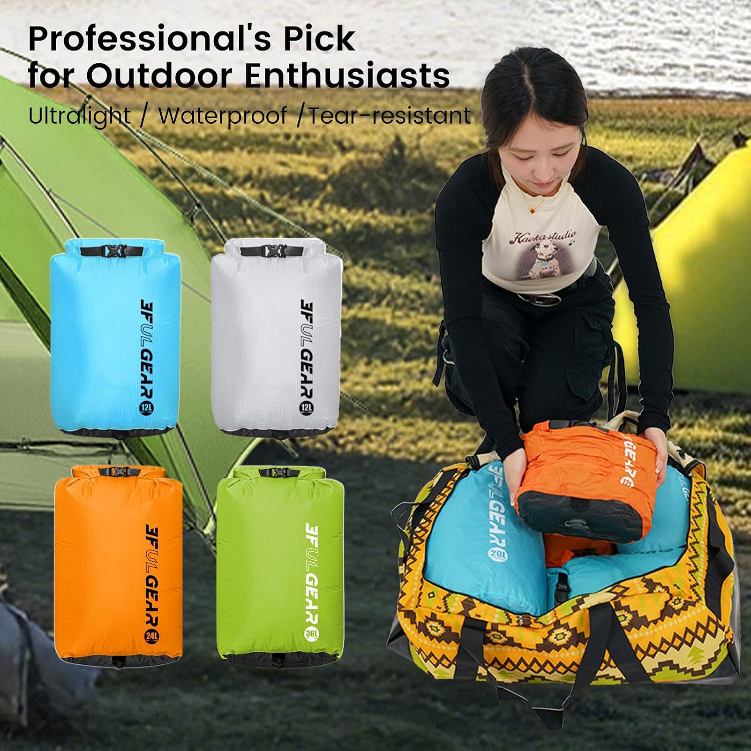 3F UL Gear Exhaustable Compression Stuff Sacks, Sleeping Bag Stuff Sack with Exhaust Valve