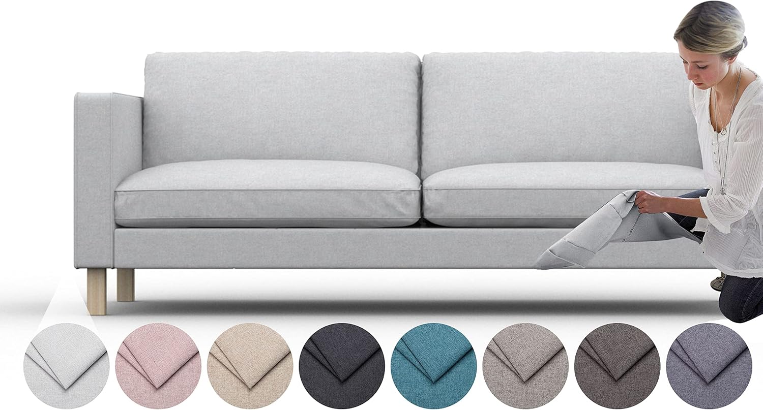 comfortly | Cover for Karlstad 3 Seat Sofa, Replacement Slipcover, Heavy Duty 7 pcs Cover, Pets and Stain Proof Durable Nano-Tech Fabric, Easy to Clean & Replace (Cashmere Blends - Rabbit)