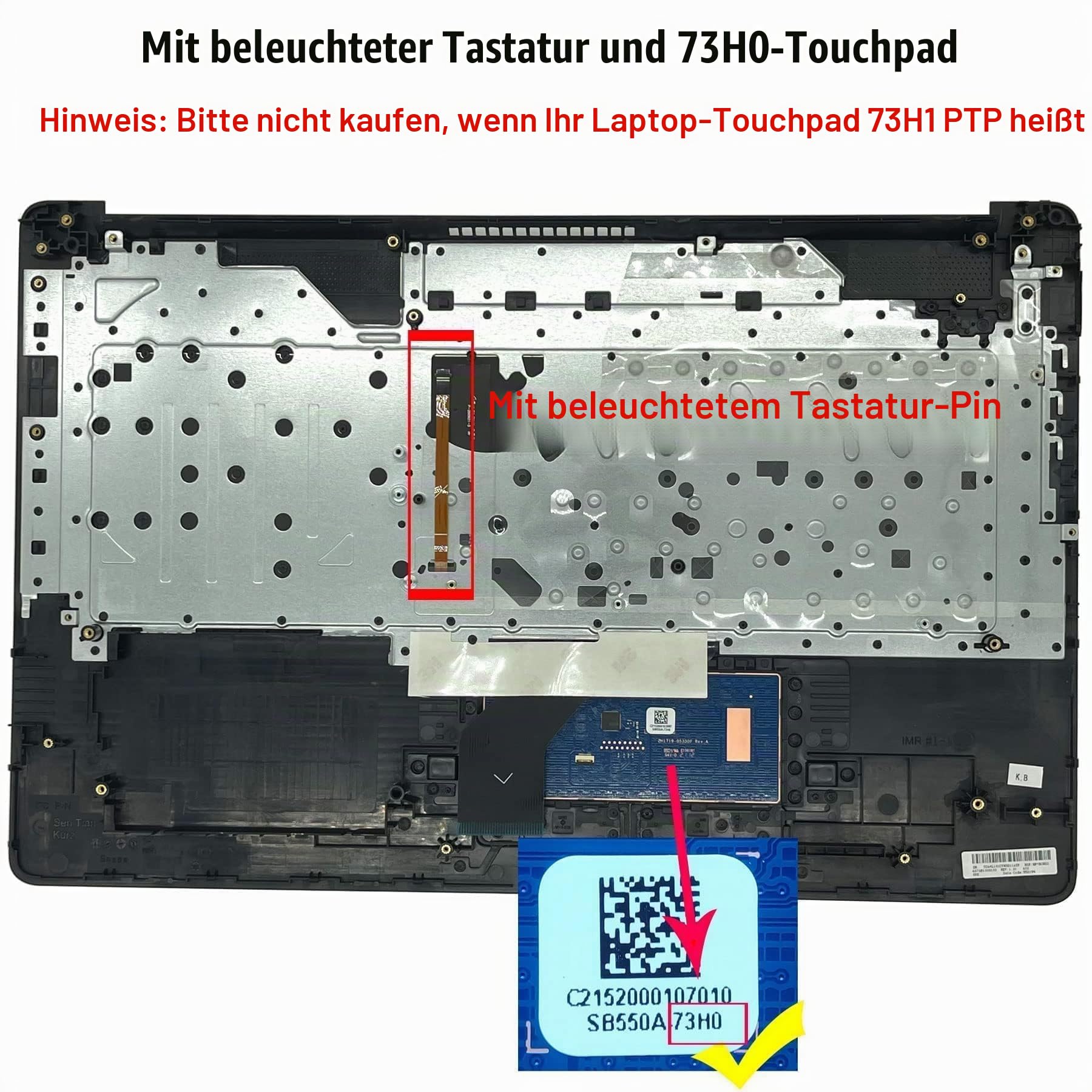 Ersatz-Obergehäuse-Handauflage für HP 17-by 17-ca 17t-by 17z-ca 17z-ca Laptop-Top-Abdeckung US-Layout Hintergrundbeleuchtung Tastatur Assembly 73H0 Touchpad L22749-001,6070B1308103 Grau