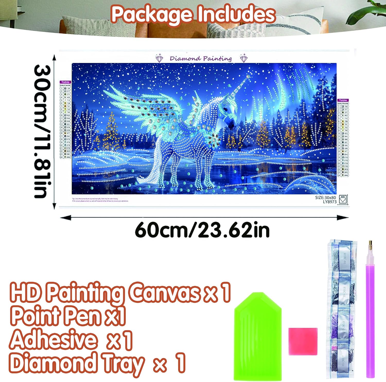 SKRYUIE DIY Large Diamond Art Kits for Adults Horse Special Shape - 5D Diamond Painting Kits for Adults Animal - Crystal Embroidery Cross Stitch - Craft for Wall & Office Decor 11.81 x 23.62 Inch D11 image 2