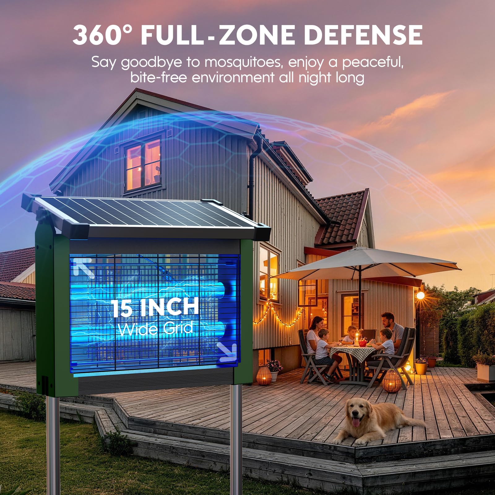 Solar Bug Zapper Outdoor Wasserdicht Moskito Zapper Outdoor Solarbetrieben 4500V Elektrischer Insektenvernichter Indoor w/Smart Lichtsensor Mückenfalle Fliegenvernichter für Terrasse Küche Garage Hof