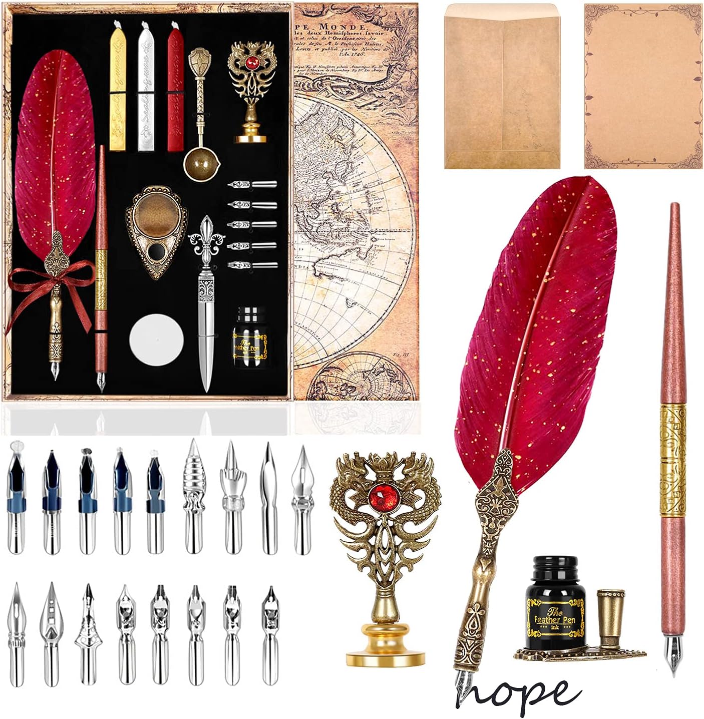 AIYNC Quill Pen and Ink Set,Feather Pen Ink Set Includes