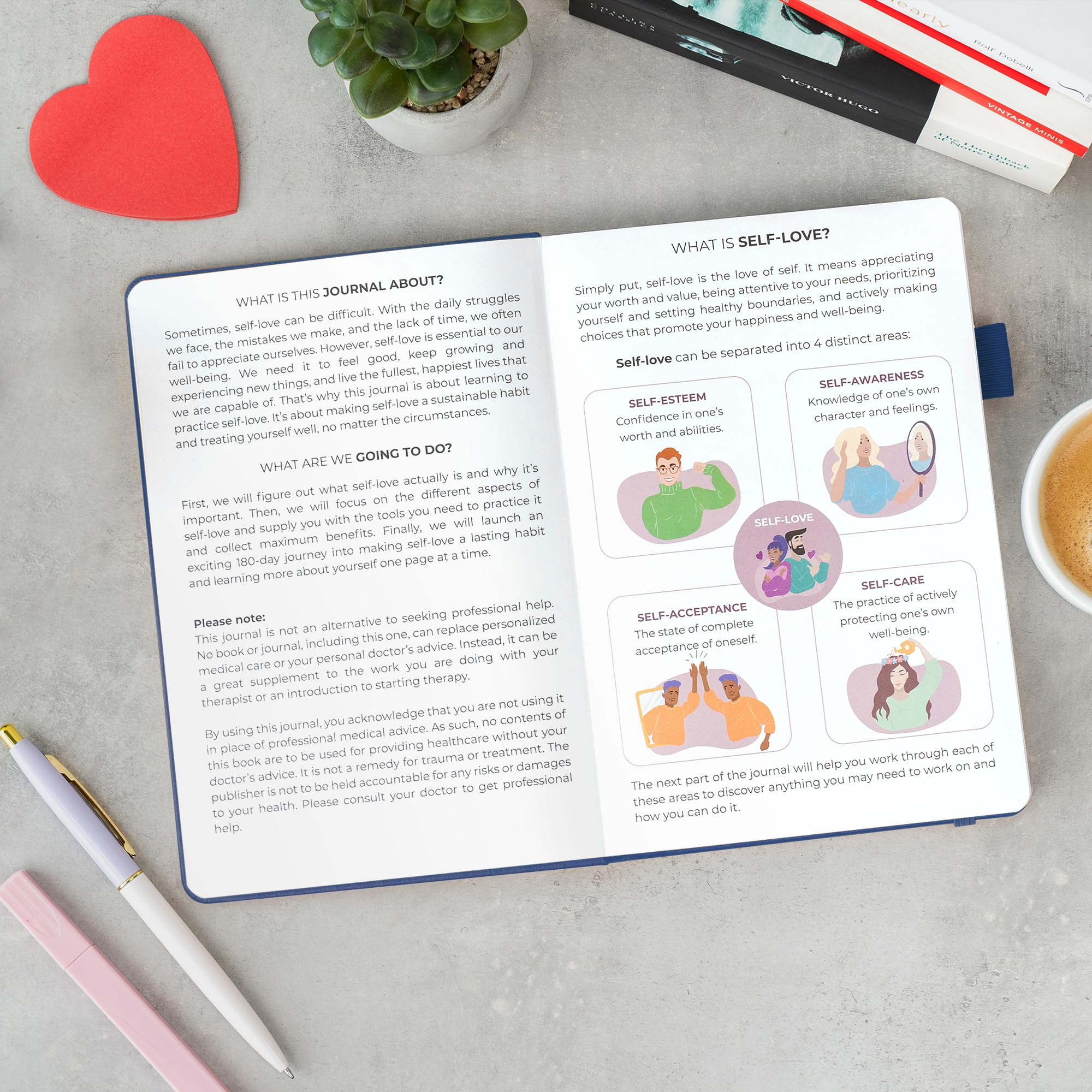 Clever Fox Diario de amor propio: registro de autodescubrimiento guiado para el cuidado personal, reflexión y autoayuda, salud mental, gratitud y atención plena (azul místico)