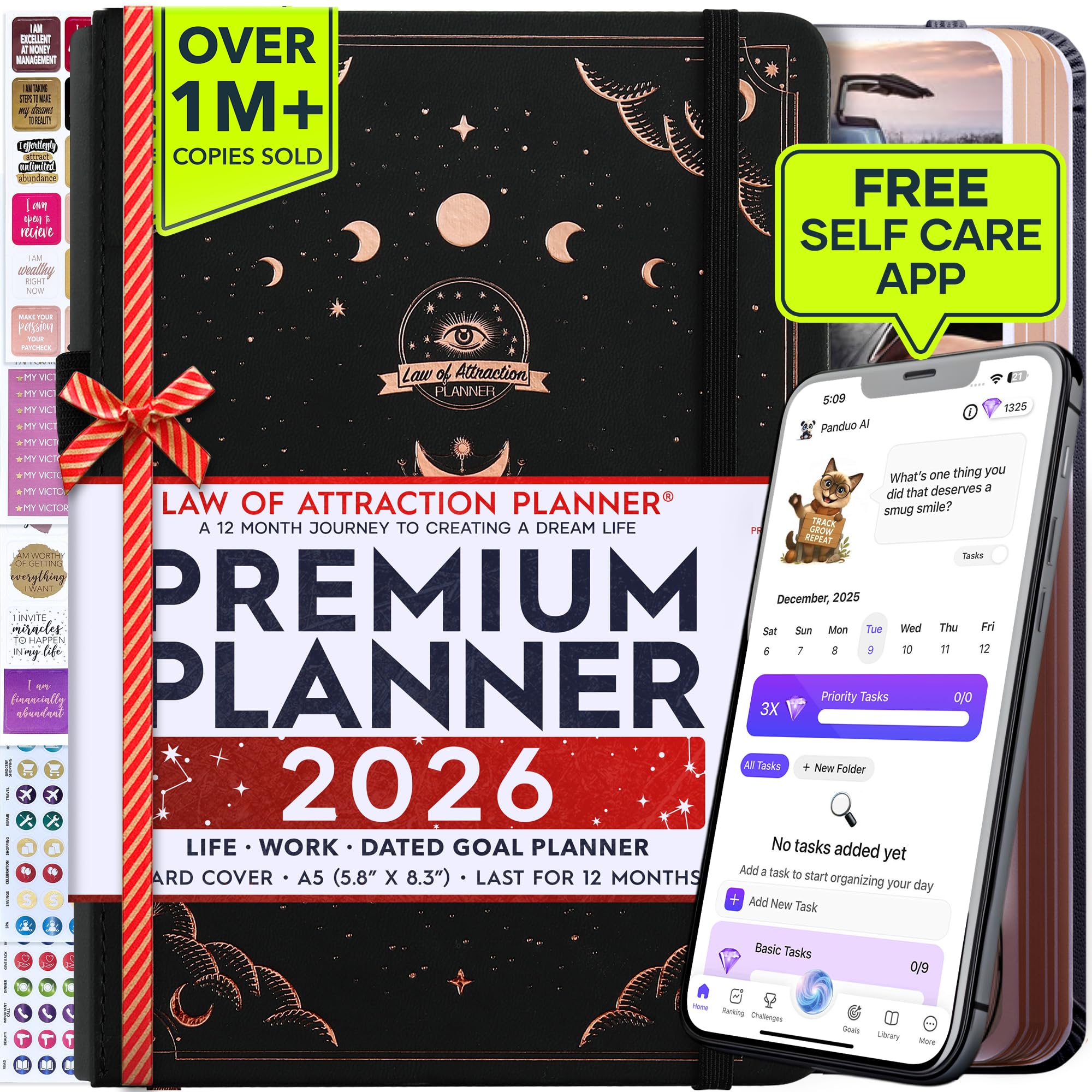Law of Attraction Planner 2026 Deluxe with Productivity App | Weekly & Monthly Goal-Setting Planner, Life & Gratitude Journal | Include Foldable Vision Board, Gift Box & Stickers