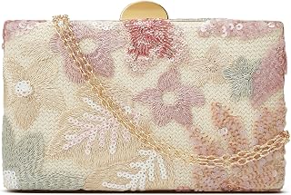 Sequin Clutch Purse for Women,Sequin Floral Embroidery Evening Beaded Clutch Bags,Mini Crossbody Purses Wedding Party Bag