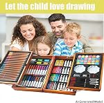 KINSPORY Art Kit, 139 Pack Art Set with 2 Sketch Pads, Deluxe Art Supplies Crafts Wooden Case, Watercolor Pens, Colored Pencils, Oil Pastels, Paints, Painting Drawing Coloring Gift for Artists Kids