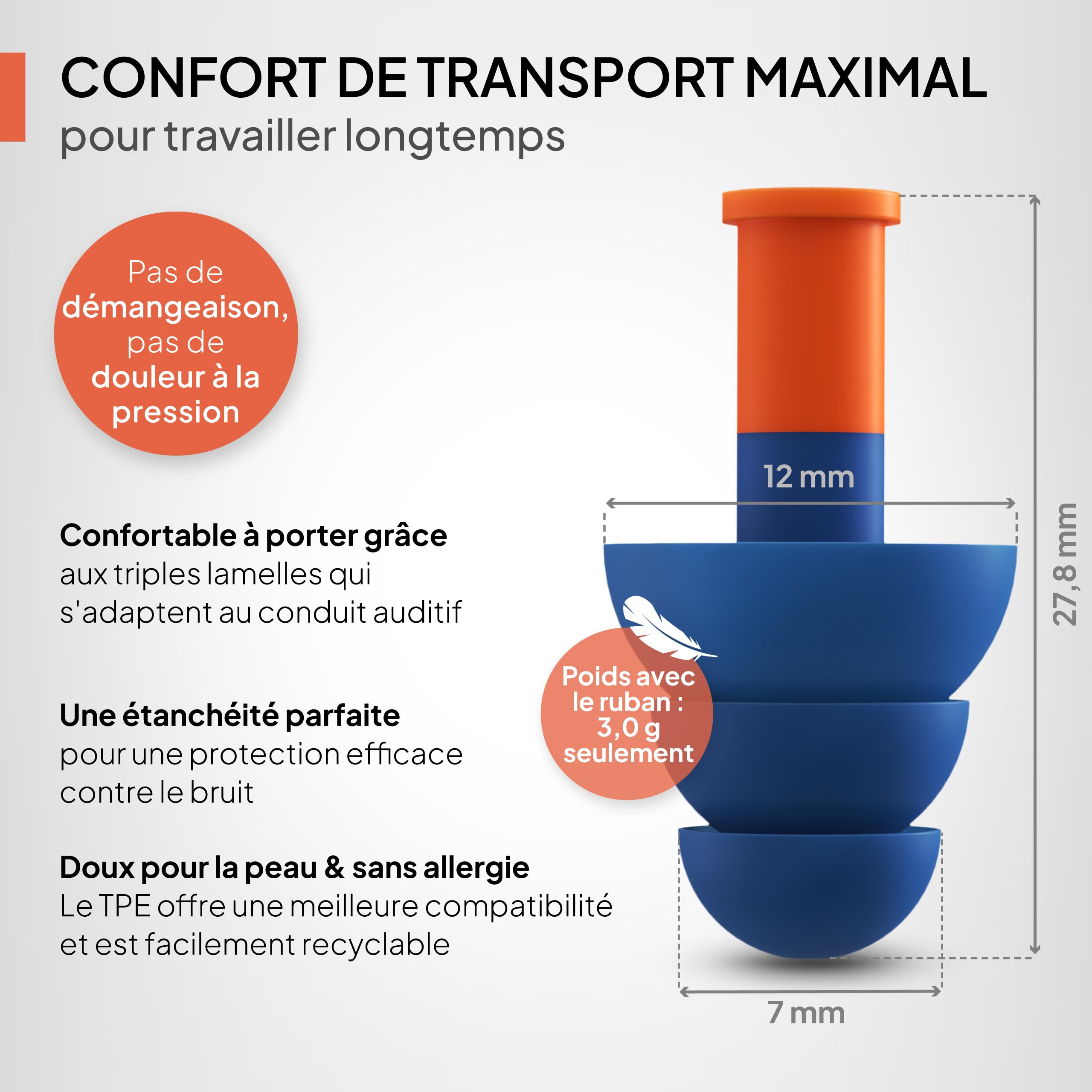 Senner ® WorkPro Strong | Bouchons travailler - Idéaux pour les sources de bruit élevé - Protection auditive au travail et à la maison - 3 paires supplémentaires + cordon nylon & boîtier en aluminium