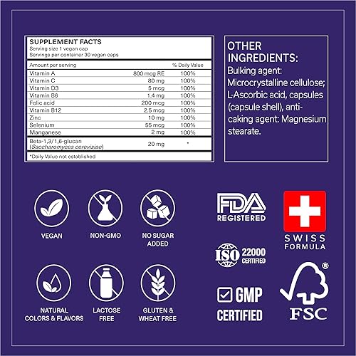 Miniatura 2 de Activador inmunológico  Refuerzo inmunológico 10 en 1  Suplemento de apoyo inmunológico con beta-glucano, vitamina C, A, D3, B6, B9, B12, zinc,