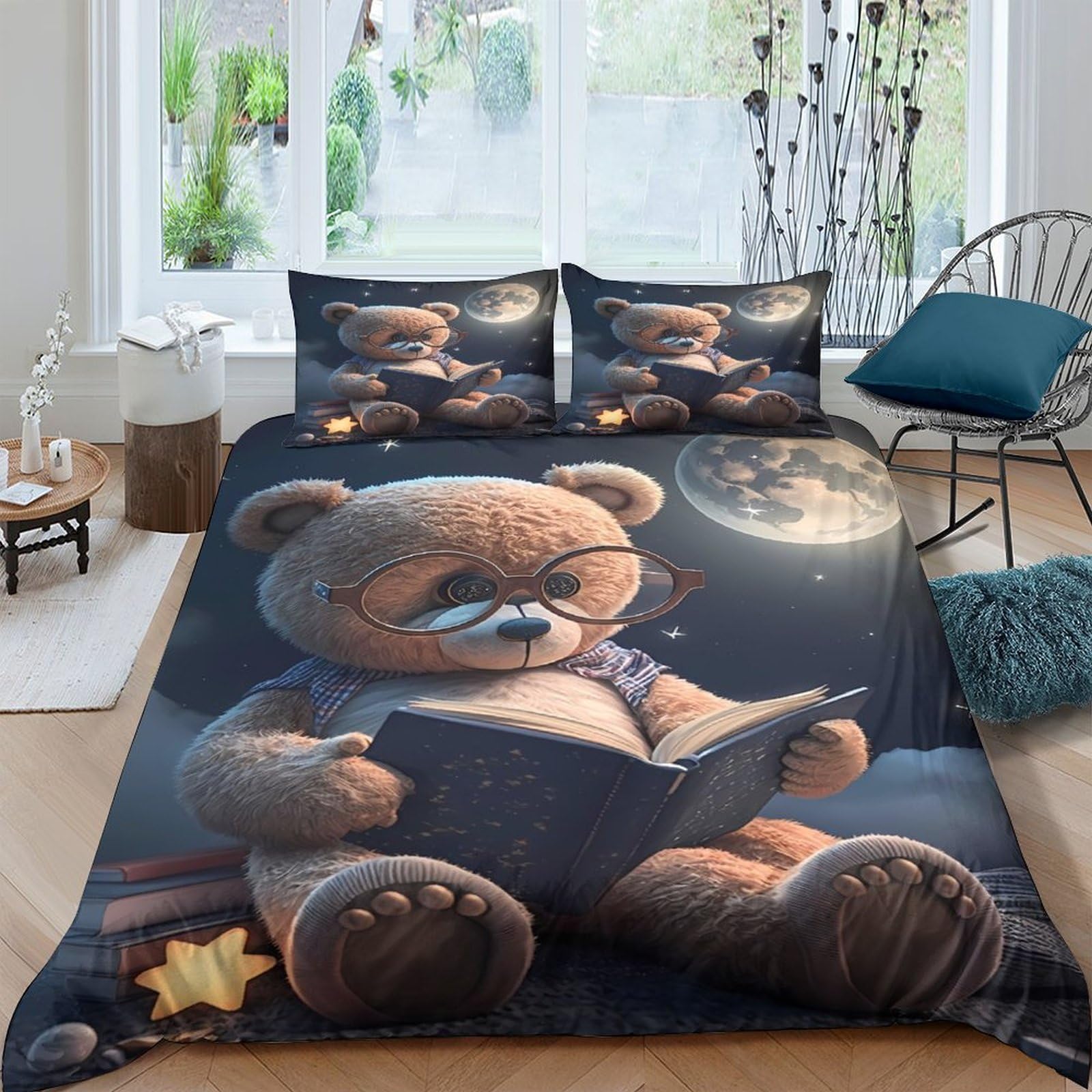 Housse de couette ours 3D 200x200 parure de lit adulte ado respirante