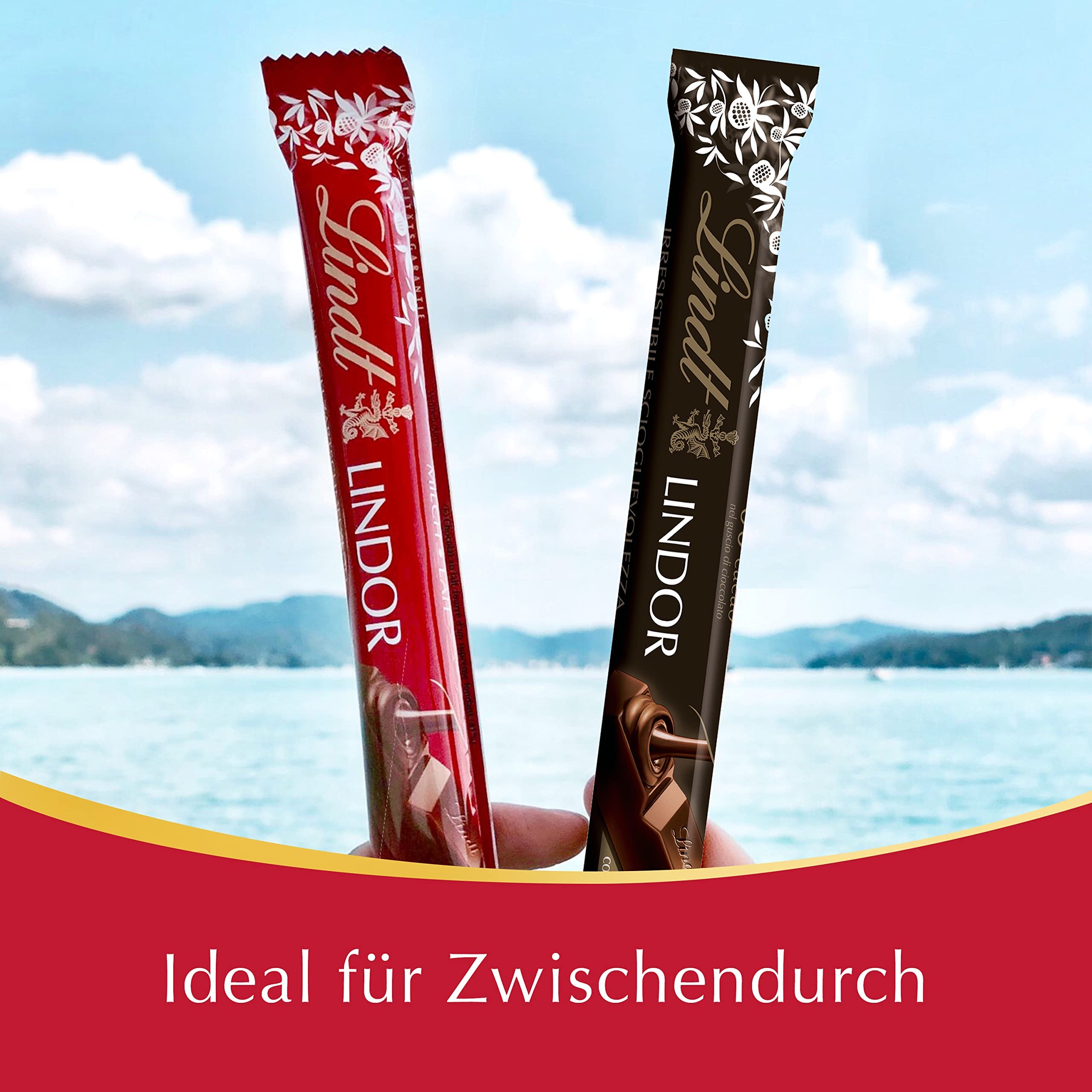 Lindt Schokolade LINDOR Vollmilch Schokoladen-Sticks | 24 x 38 g Schokoladenriegel | Mit zartschmelzender Vollmilch-Schokoladenfüllung | Pralinen-Geschenk | Schokoladen-Geschenk | Großpackung