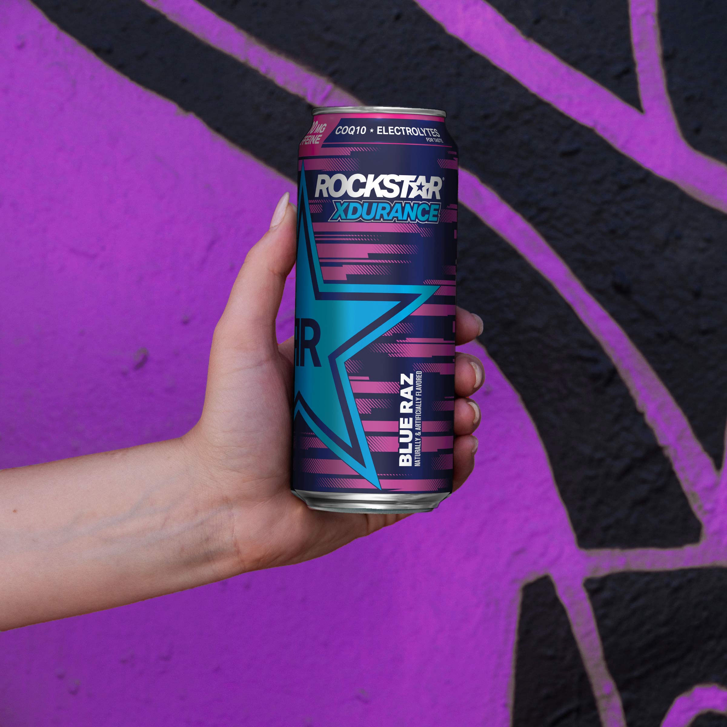 Rockstar XDurance Energy Drink, Blue Raz, 0 sugar COQ10 and