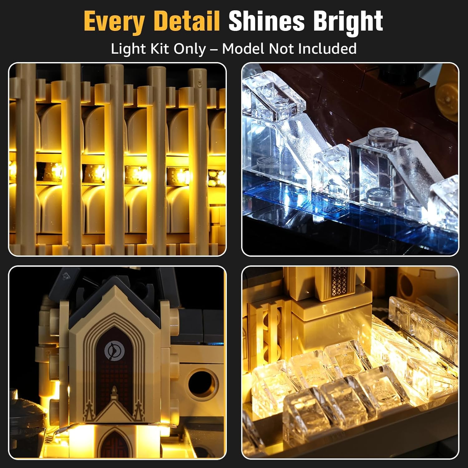 BrickSoul Advanced RC Light Kit for Lego 76419 Hogwarts Castle and Grounds Building Set | Upgraded Wireless ON/Off & Dimming & Zonal Lighting with Hidden Cable Tech (76419 Set NOT Included)