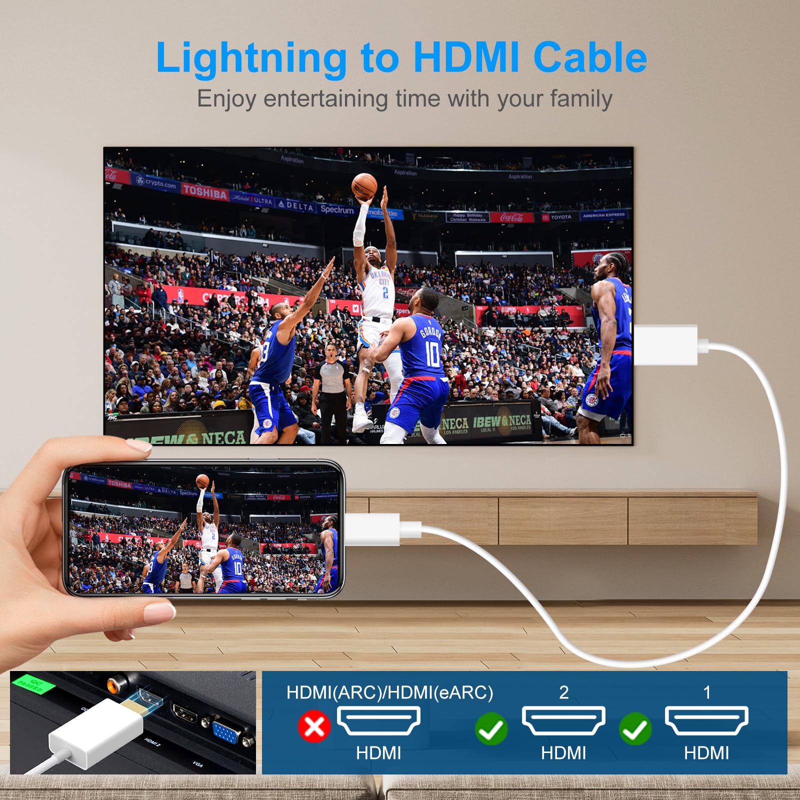 Amazon.com: [MFi Certified] Lightning to HDMI Cable 4.9FT, 1080P HD  Lightning to HDMI Adapter, Digital AV Adapter, Sync Transmit Video Audio,  Compatible with i-Pad, i-Phone 14/13/12/Pro For TV Projector Monitor :  Electronics
