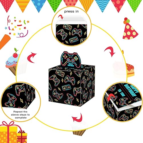 Miniatura 7 de Caja sorpresa de cumpleaños para jugadores, caja de dinero de feliz cumpleaños para regalo en efectivo, caja de regalo sorpresa de cumpleaños para