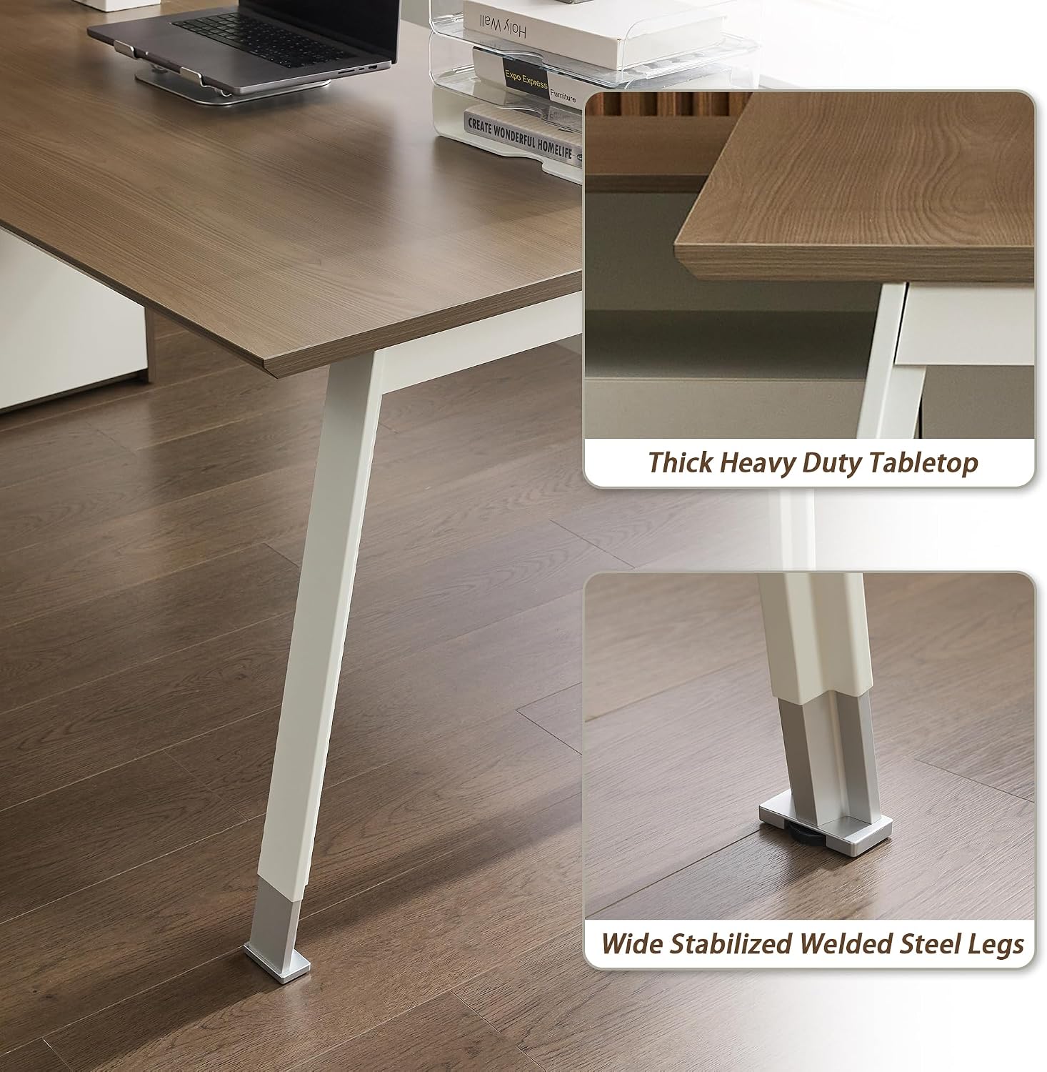 Okeysen 69" Executive Desk and File Storage Cabinet