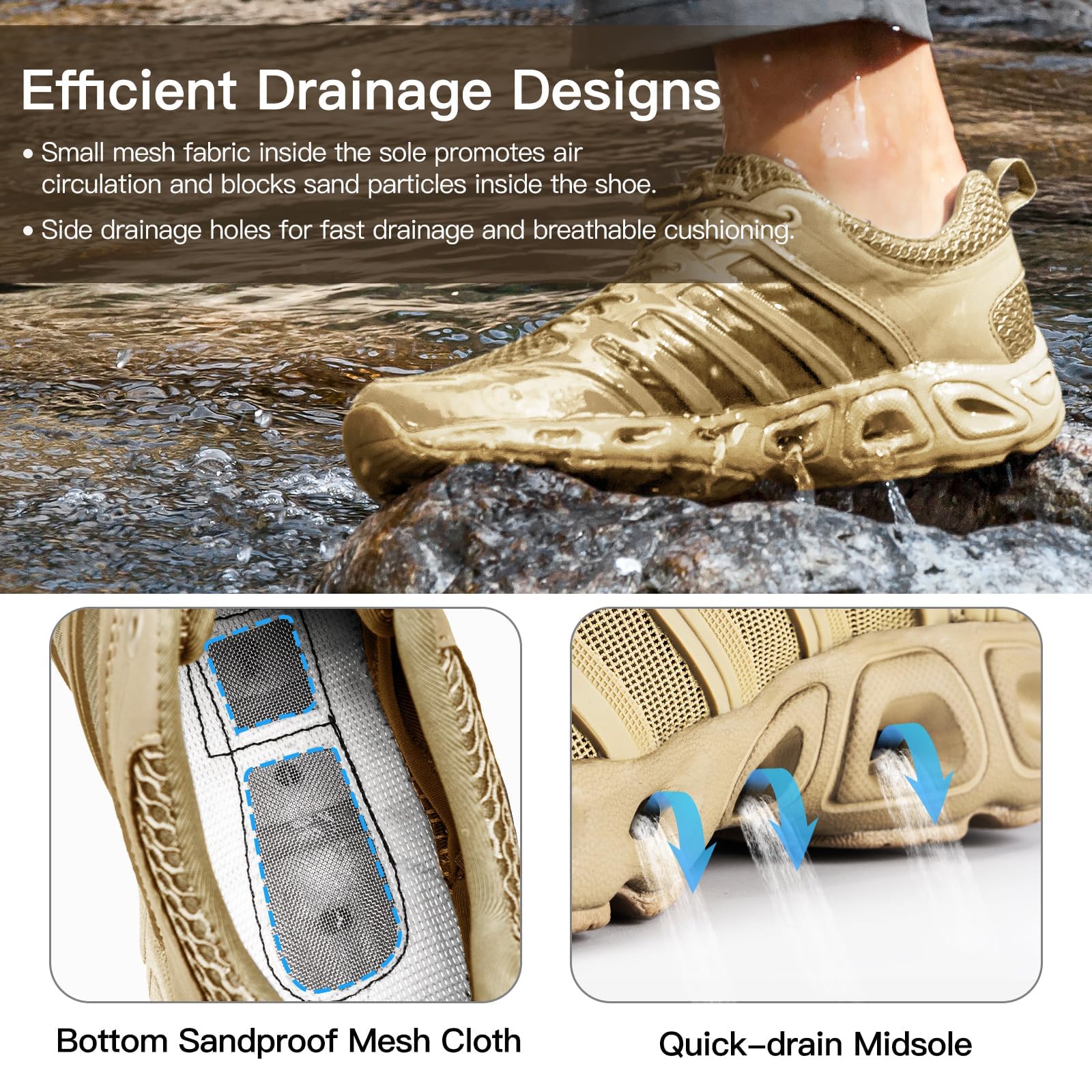FREE SOLDIER Hommes Chaussures de randonnée été séchage Rapide Chaussures de Travail pour Eau Trekking Bottes Tactiques ventilées Ultra légères