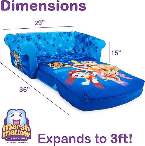 Miniatura 19 de Marshmallow Furniture, Gabby's Dollhouse - Sofá cama 3 en 1 para bebé, sofá convertible para niños, sofá cama y tapete de espuma para siesta para