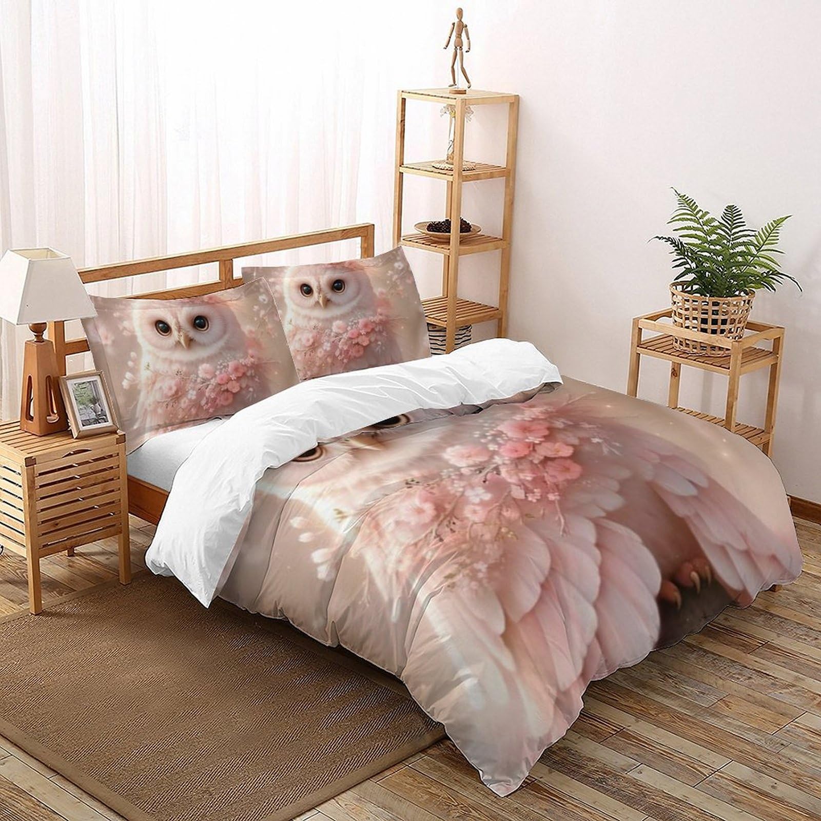 Housse de couette microfibre imprimé animaux 3D avec fermeture éclair pour lit enfants