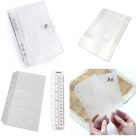 Amazon Syalen Pvc透明バインダー システム手帳 A6 6穴 クリアバインダーカバー 定規 クリアポケット リフター付き Slnt 04a6 システム手帳 文房具 オフィス用品