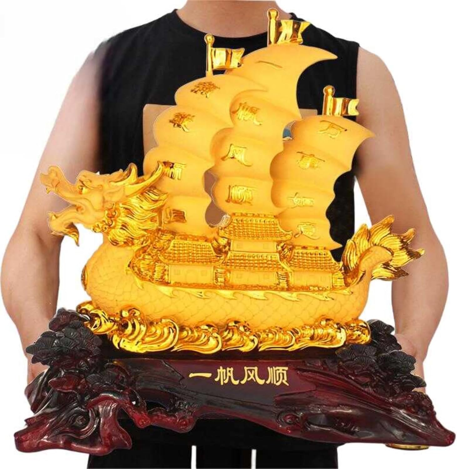 MOYEE 一帆风顺 Sailing Boat Decor 帆船摆件 Crafts for Home Office TV Decoration 招财龙船公司前台办公室饰品开业礼品工艺品 - 1850