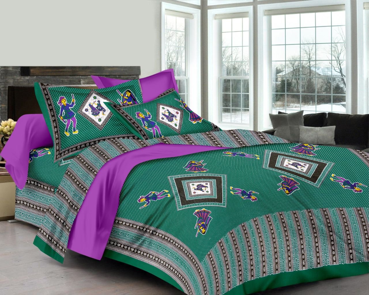 JHD Strawberry Rajwada Green Bedsheet Amazon.in Home & Kitchen