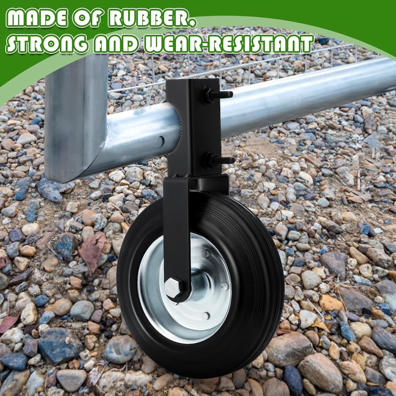 Therwen 8 Inch Gate Wheels for Metal Tube Gate Fits 1 5/8" to 2" Diameter 500 lb Capacity Heavy Duty Fence Helper Wheel Support Ground Roller Prevent from Dragging for Chain Link Fence Swing Wood