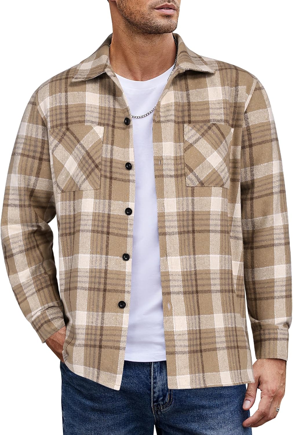 COOFANDY Men’s Flannel Shirts Casual Button Down Plaid Shirt Jacket Long Sleeve Fleece Shacket with Pockets COOFANDY Men’s Flannel Shirts Casual Button Down Plaid Shirt Jacket Long Sleeve Fleece Shacket with Pockets
