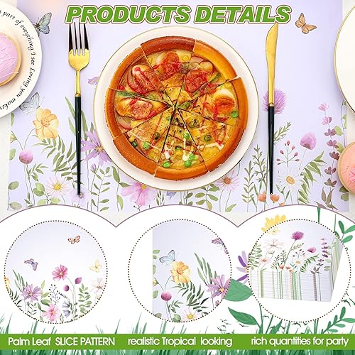 Miniatura 5 de Sinmoe Paquete de 100 manteles individuales desechables de papel de flores y mariposas de 11 x 17 pulgadas, papel de colocación floral desechable