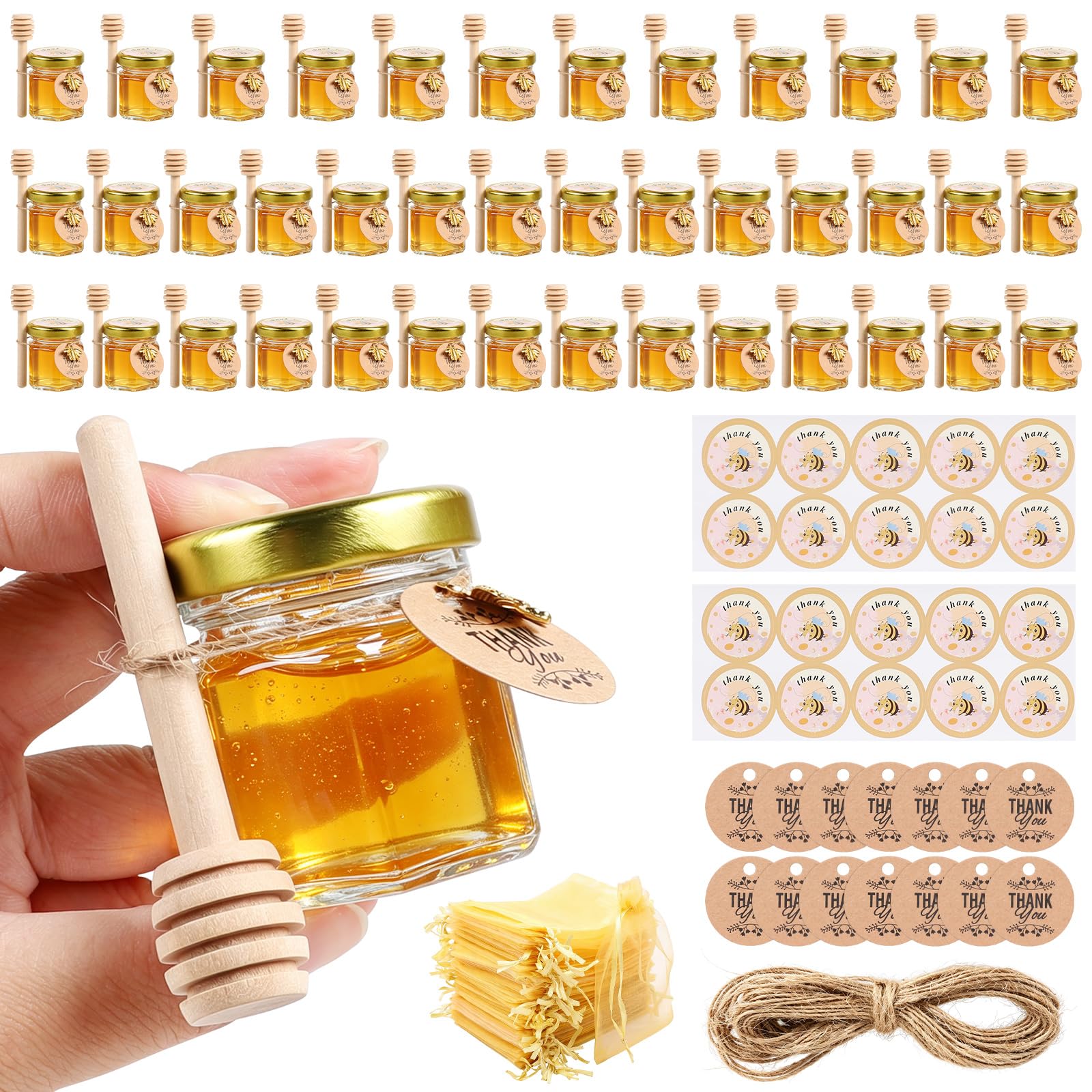 lalago 40 Piezas Botes para Miel 45 ml, Mini Ollas Tarros de Miel 1,5 oz