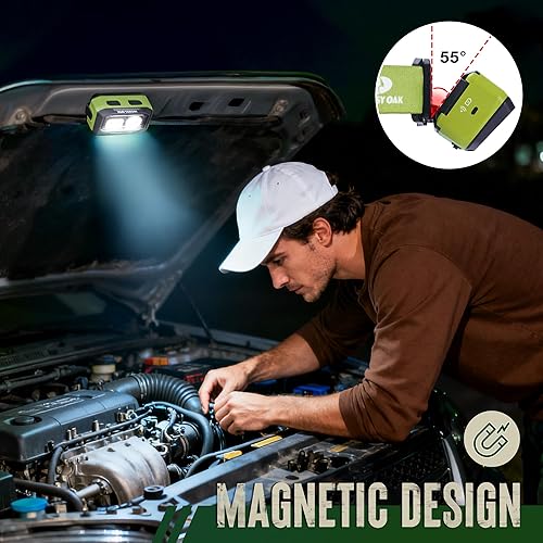 Miniatura 5 de Mossy Oak Linterna frontal LED de 600 lúmenes, fuente de alimentación dual, lámpara de cabeza con sensor de movimiento con base magnética,