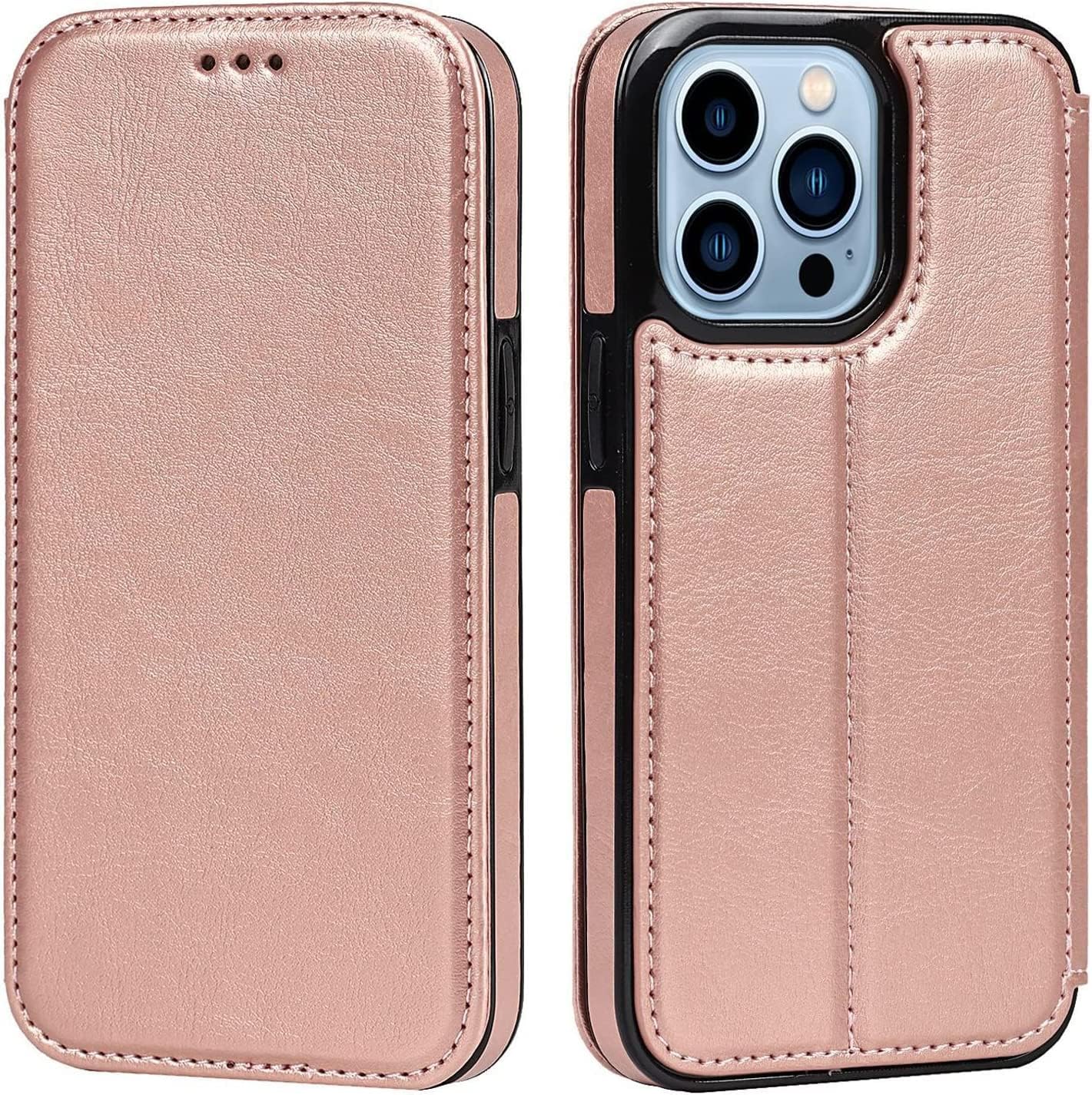 Wallet Case for iPhone 14 Pro Max, PU Leather Folio Flip Phone Case with Credit Card Holder Kickstand TPU Shockproof Interior Cover for iPhone 14 Pro Max (Color : Brown2)