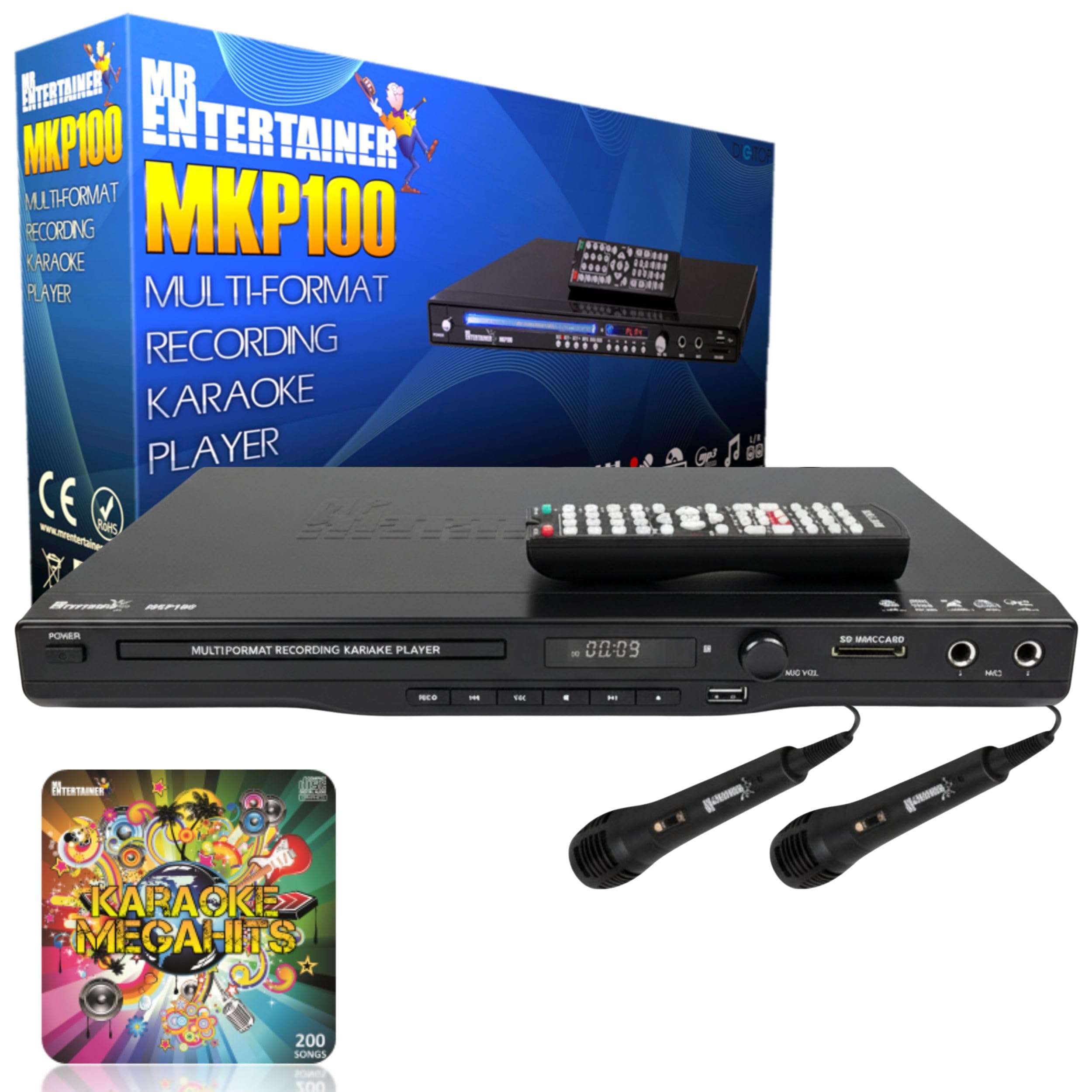 Mr Entertainer MKP100 CDG DVD MP3G Karaoke Player (Wired Microphones + 200 Songs)