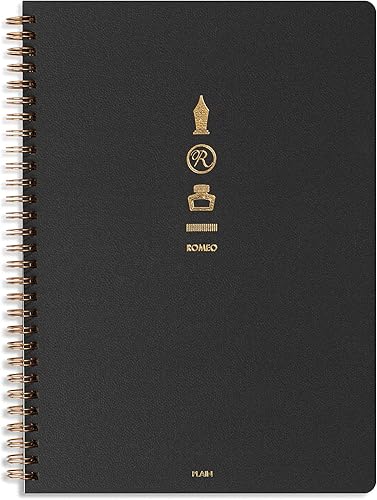 Romeo - Cuaderno japonés, encuadernado en espiral, A5 (5.8 x 8.3 pulgadas), punteado, 140 páginas