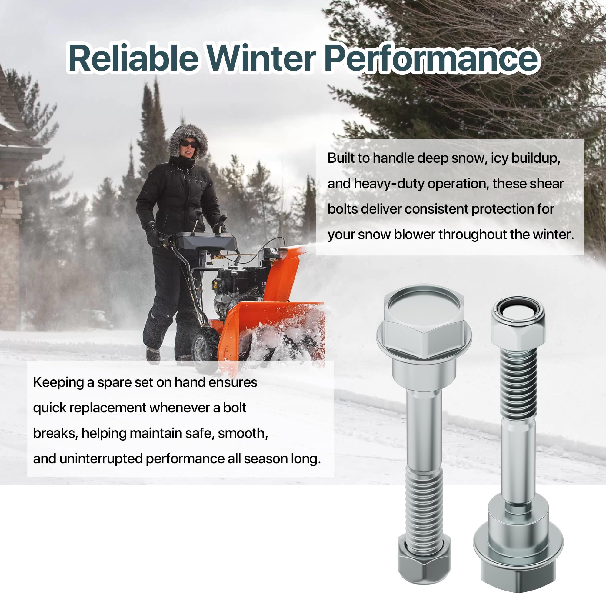 2-Stage Snow Blower Shear Bolts and Nuts Set – Compatible with Husqvarna Snow Throwers – Replacement for 580790401, 588077502, 539976978, 595086601 (12 Pack)
