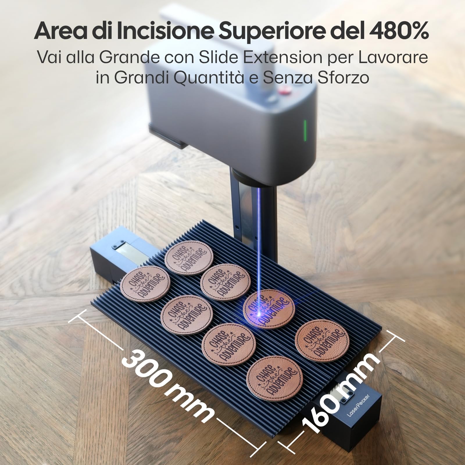 LaserPecker LP2 Plus Incisore Laser 10W a Diodo Mini Macchina per Incisione Ultraveloce Velocità 4000mm/s Risoluzione 4K Portatile per Legno, Pelle, Pietra, Acrilico, Metalli Rivestiti, DIY