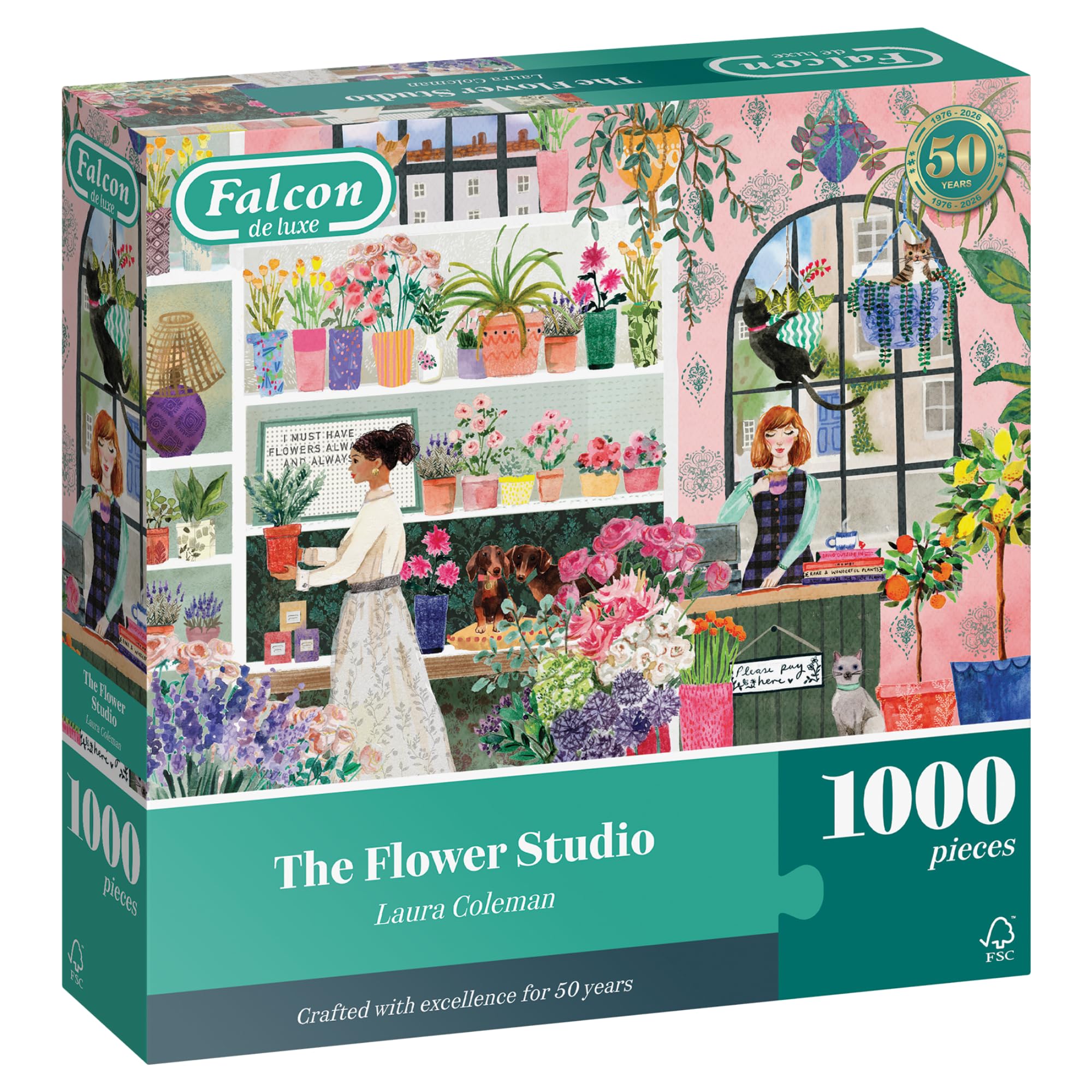 Falcon Flower Studio - 1000 Piece Jigsaw Puzzle for Adults - Beautifully Illustrated 1000Pc Adult Jigsaws - Puzzles for Home Activity, Rainy Days, Birthday Present Jumbo