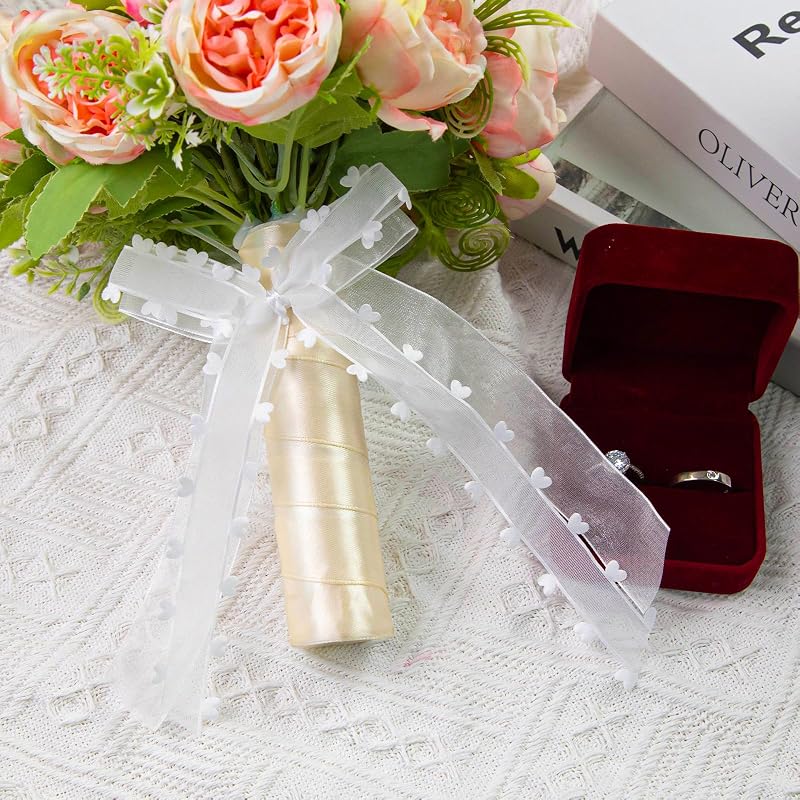VGOODALL 100 db Fehér Esküvői Masni Autó Dekorációhoz - Szatén Szalag Díszítés Antennára, Visszapillantó Tükörre - 25 x 12 cm Kézzel Készíte
