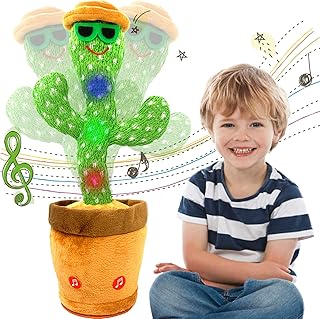 Baby Toys Dancing Cactus Toy, Talking Cactus Toy with Sunglasses Style Repeat What You Say-Repeat, Dancing, Recording, Singing, Wriggle Electric Cactus Dancing Toy for Kids