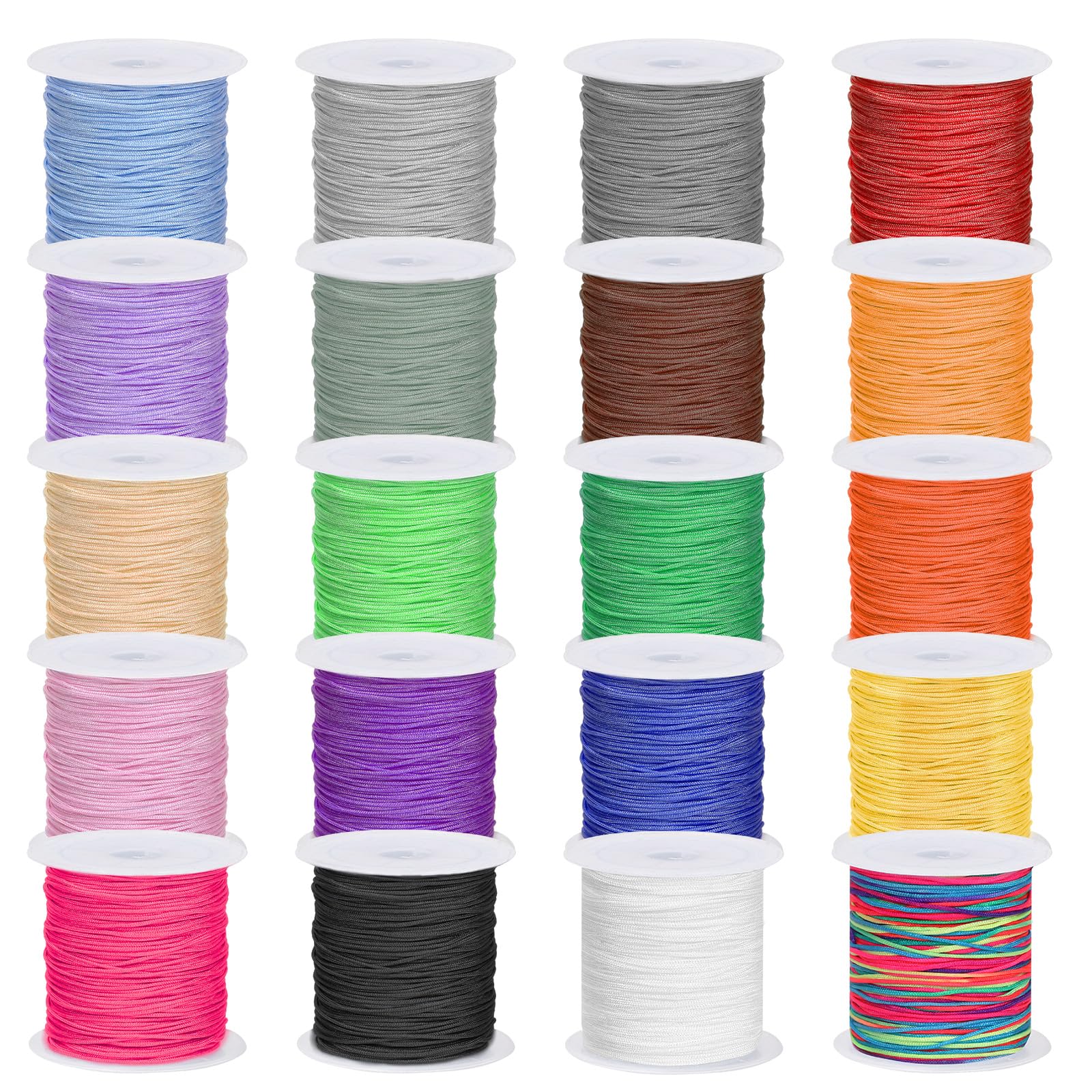 Fil en nylon soyeux pour bracelet et bijoux, lot de 20 rouleaux de 20m colorés