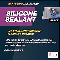 Vista 4 de Sellador de silicona RTV Rutland 500°F de alta temperatura, negro, fabricado en EE. UU., adhesivo para juntas de alta temperatura, estable a