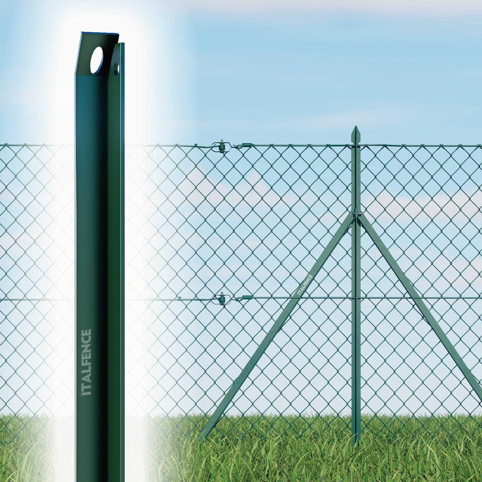 L-Profil Zaunstreben 10er-Set grün pulverbeschichtet aus Stahl [H200cm]