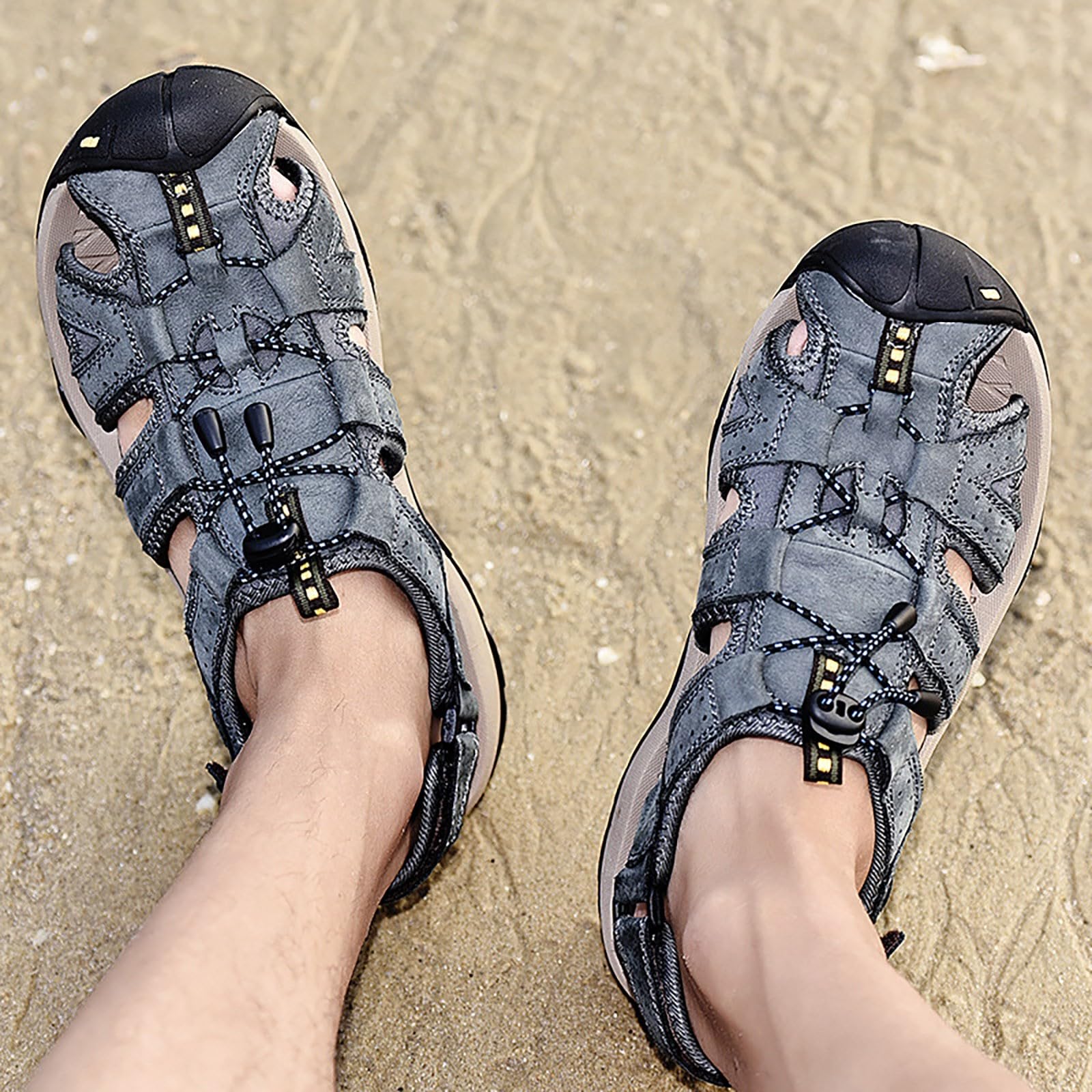 Sandales de randonnée pour homme avec semelle intérieure - Sandales de trekking pour homme - Imperméables - Sandales d'été antidérapantes réglables - Chaussures d'été confortables