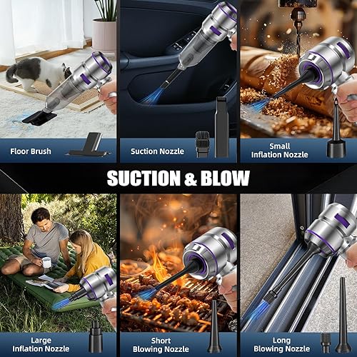 Miniatura 2 de Aspirador de coche de alta potencia  22000 PA Aspiradoras portátiles para automóvil 4 en 1 plumero de aire comprimido y soplador de aire y bomba de