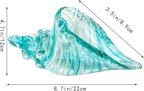 Miniatura 2 de HOWFIELD Caracola de cristal soplada a mano para decoración del hogar, figura de conchas de mar de cristal, escultura de vidrio artístico,