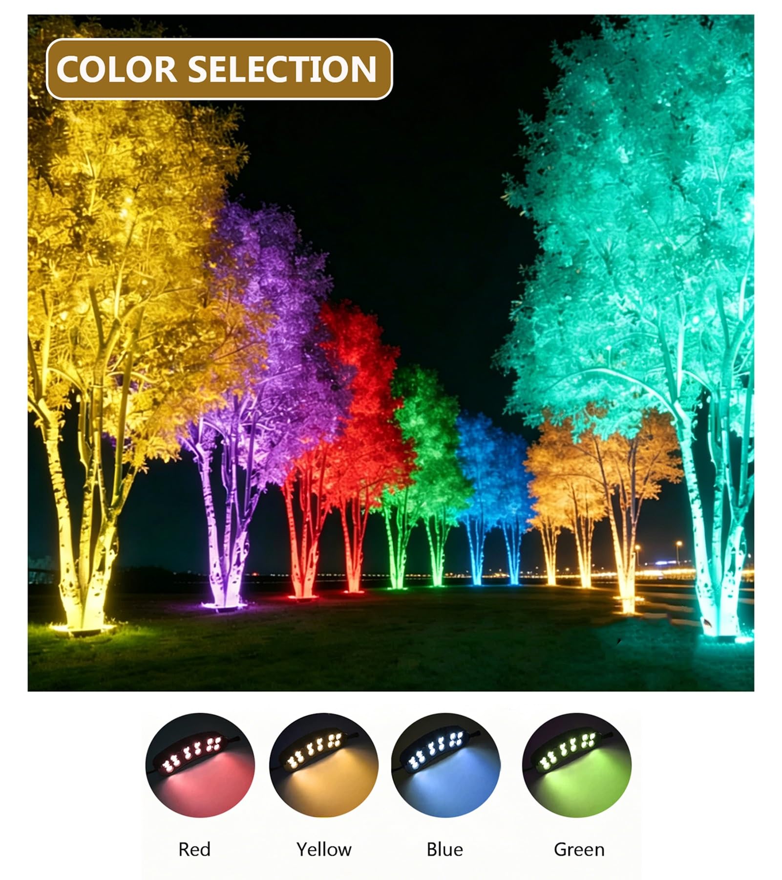 Lampa zewnętrzna LED, regulowany wodoodporny pierścień świetlny IP65, 7 czerwonych / żółtych / niebieskich i zielonych reflektorów LED do dekoracji drzew ogrodowych, idealny do użytku przez